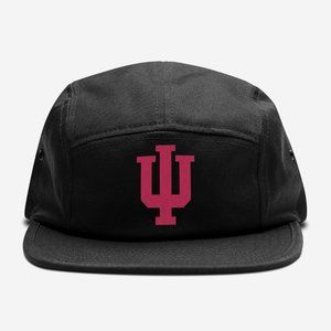 NEW Indiana Hoosiers IU Trident Initials Logo 5 Panel Camper Strapback Hat BLACK